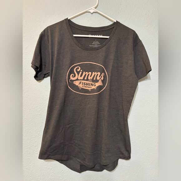 Simms Fishing Company Women’s Gray Fish Logo Short Sleeve Fishing Tee L - Picture 1 of 3